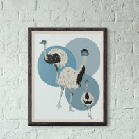 Emus en blauwe cirkels Moderne stijl