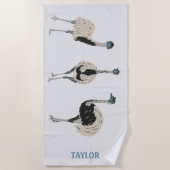 Emus Vogelliefhebbers gepersonaliseerd Strandlaken (Voorkant)