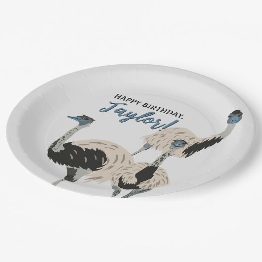 Emus Vogelliefhebbers Gepersonaliseerde Partij Papieren Bordje (Gekanteld)