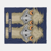 Emusing Funny Emu Pun Medium Blue Fleece Blanket (Voorkant (Horizontaal))