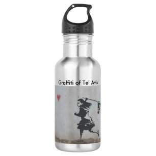 En Acier Inoxydable Bouteille d'eau avec le graffiti du coeur