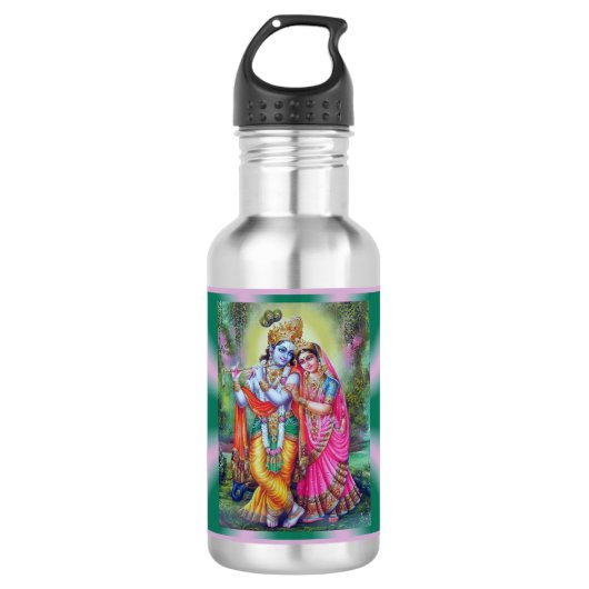 En Acier Inoxydable Bouteille d'eau de Radha et de Krishna (Devant)