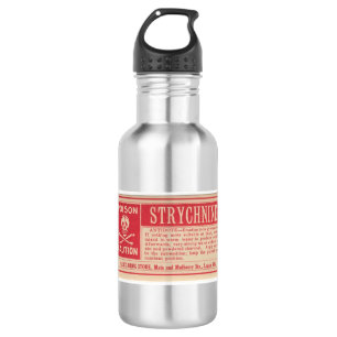 En Acier Inoxydable Bouteille d'eau vintage d'étiquette de poison de