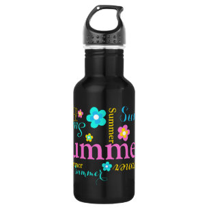 En Acier Inoxydable Texte et fleurs filles nom bouteille d'eau été