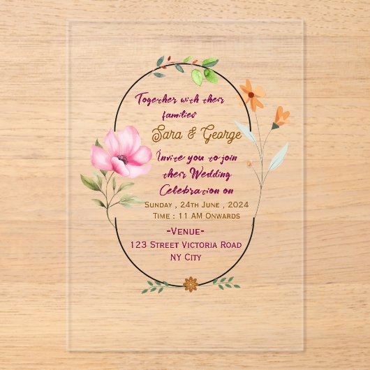 En Acrylique Acrylic Wedding Invitations (Recto)