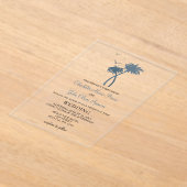 En Acrylique Bleu Tropical Palm Tree Mariage Invitations (Poser)