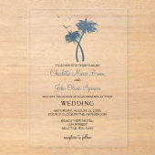 En Acrylique Bleu Tropical Palm Tree Mariage Invitations (Recto)