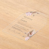 En Acrylique Boho Floral Pampas Grass invitations mariage (Poser)