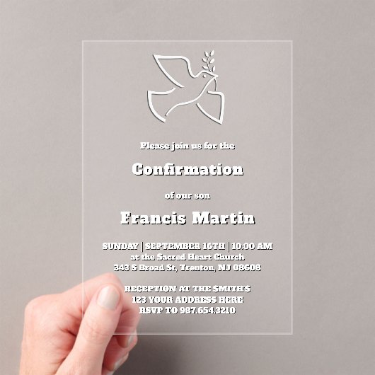En Acrylique Confirmation Acrylic Invitations (In situ (ordinateur de poche))