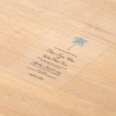 En Acrylique Dusty Blue Tropical Palm Tree Invitations de maria (Poser)