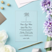 En Acrylique Dusty Blue Tropical Palm Tree Invitations de maria (Insitu (Mariage))