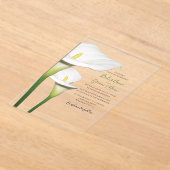 En Acrylique Elégant Blanc Calla Lilies Mariage Invitations (Poser)
