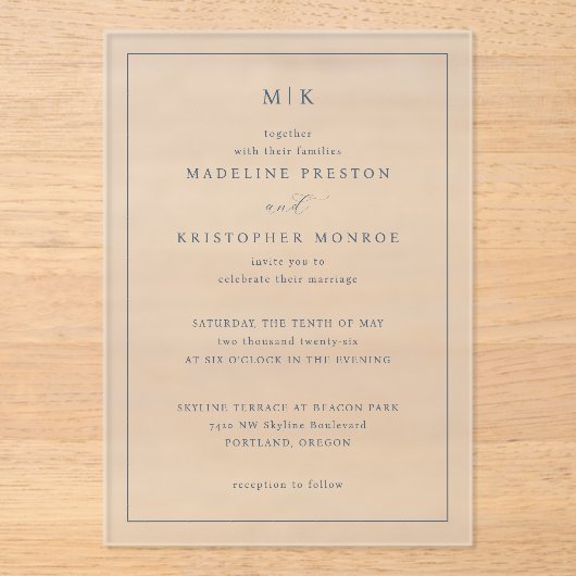 En Acrylique Faire Invitations Minimalistes Blanches (Recto)