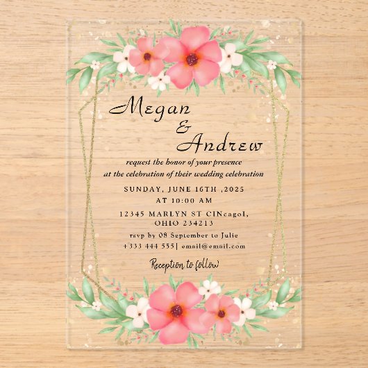 En Acrylique Invitations acryliques mariages (Recto)