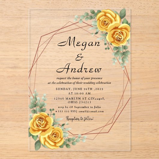 En Acrylique Invitations acryliques mariages (Recto)