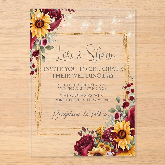 En Acrylique Invitations acryliques rose et Mariage Aster (Recto)