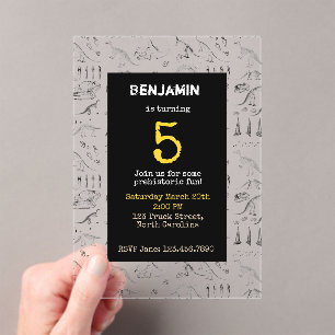 En Acrylique Invitations d'Anniversaires de enfants Motifs Dino