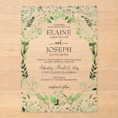 En Acrylique Invitations de mariage Glam Greenery (Recto)