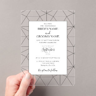 En Acrylique Invitations de mariage Motif géométrique élégantes