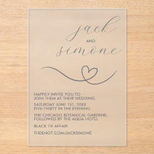 En Acrylique Mariage moderne   Invitations branchés   Argent fo