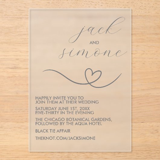 En Acrylique Mariage moderne | Invitations branchés | Argent fo (Recto)