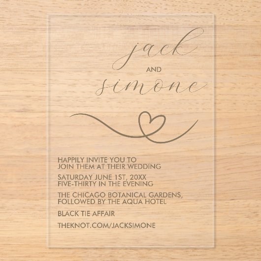 En Acrylique Mariage moderne | Invitations branchés | Neutre fo (Recto)