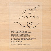 En Acrylique Mariage moderne | Invitations branchés | Noir mini (Recto)