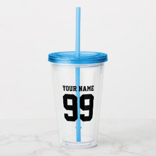 En Acrylique Verre tumbler personnalisé avec nom et numéro de m
