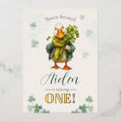 En Aluminium 1st Birthday Invitation Card - St. Patrick's Day (Recto)