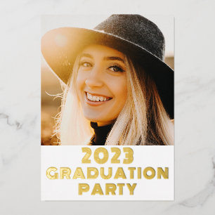 En Aluminium 2023 Graduation Party 2 Photo Gold Foil Invitation