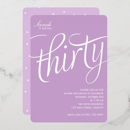 En Aluminium 30e anniversaire Foil Invitation (Recto/Verso)