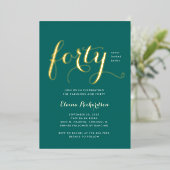 En Aluminium 40Anniversaire Fête Invitation Glamour (Debout devant)