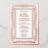 En Aluminium 40e anniversaire de Mariage Invitation Rose botani (Recto)