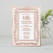 En Aluminium 40e anniversaire de Mariage Invitation Rose botani (Debout devant)