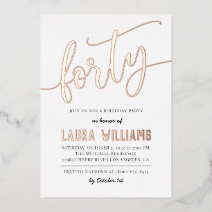 En Aluminium 40e Script Word Invitation à l'huile d'anniversair