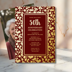 En Aluminium 50e anniversaire du Mariage Invitation d'or