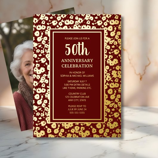 En Aluminium 50e anniversaire du Mariage Invitation d'or