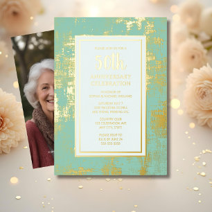 En Aluminium 50e anniversaire du Mariage Invitation d'or