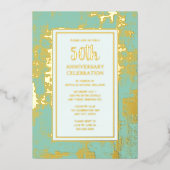 En Aluminium 50e anniversaire du Mariage Invitation d'or (Recto)