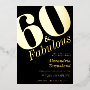 En Aluminium 60 & Fabuleux Or Gras Invitation pour 60e Annivers