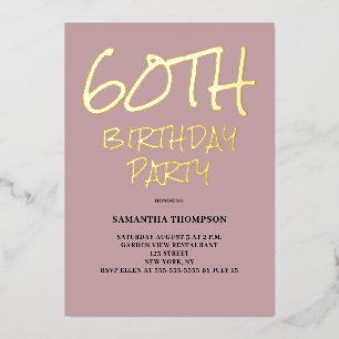 En Aluminium 60e anniversaire Pink Party Foil Invitation