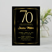 En Aluminium 70e anniversaire Rose de fête Gold Foil Invitation (Debout devant)