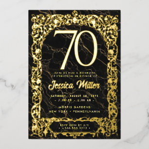 En Aluminium 70e anniversaire Rose de fête Gold Foil Invitation