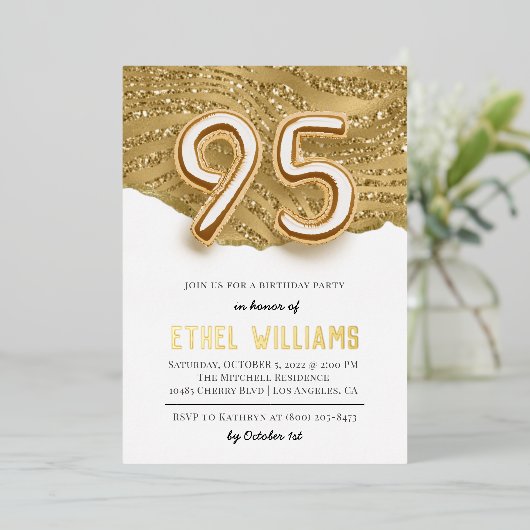 En Aluminium 95e anniversaire de fête Invitation (Debout devant)