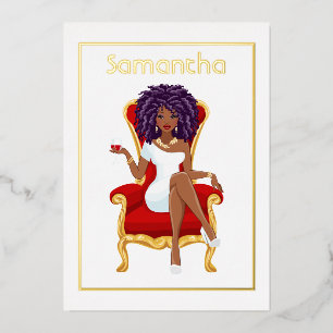 En Aluminium Afro Anniversaire Foil Invitation