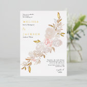 En Aluminium Aquarelle crème rose couronne Foil Invitation (Debout devant)