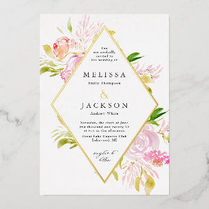 En Aluminium Aquarelle Rose Fleur de printemps Invitation Diama
