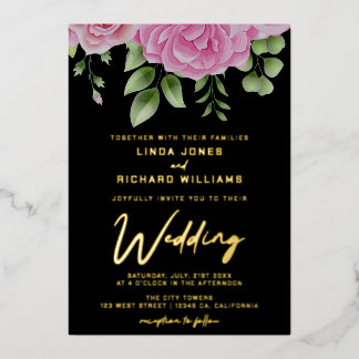 En Aluminium Aquarelle rose Roses Mariage Invitation à huile