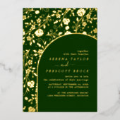 En Aluminium Arc vert moderne Mariage Real Foil Invitation (Recto)