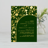 En Aluminium Arc vert moderne Mariage Real Foil Invitation (Debout devant)